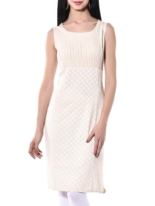 cream cotton kurta - 10236798 - Very Small Image - 1