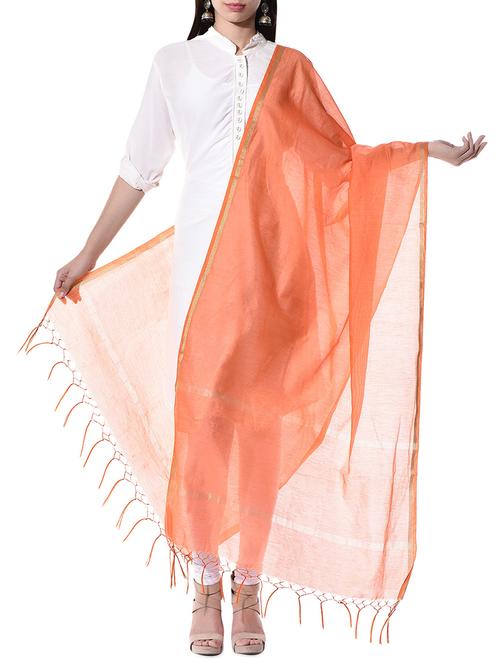 orange chanderi dupatta - 10237157 - Very Small Image - 1