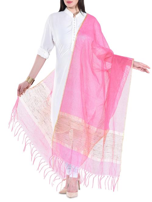 pink chanderi cotton dupatta - 10237165 - Very Small Image - 1