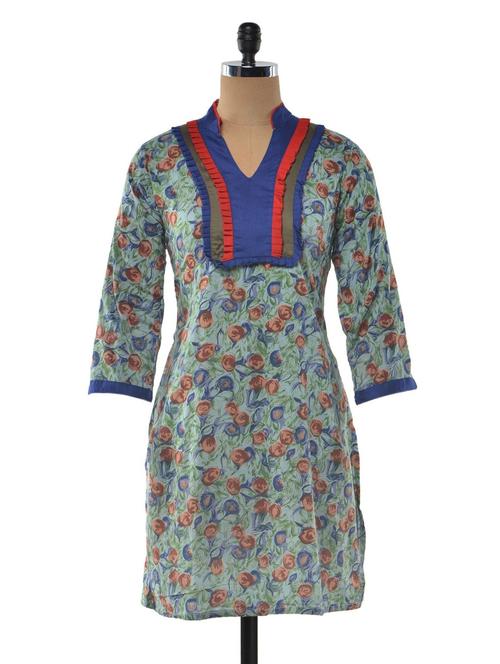 multi color cotton mandarin collar kurta - 1023906 - Very Small Image - 1