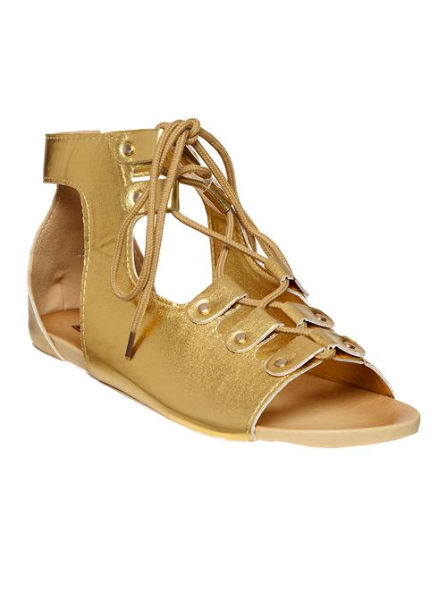 gold leatherette sandal - 10241706 - Very Small Image - 1