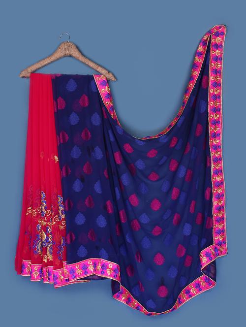 blue & pink georgette half & half saree - 1024237 - Very Small Image - 1