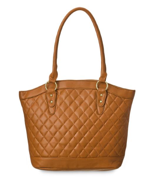 Camel Quilted Leatherette Hand Bag - 1024265 - Very Small Image - 1