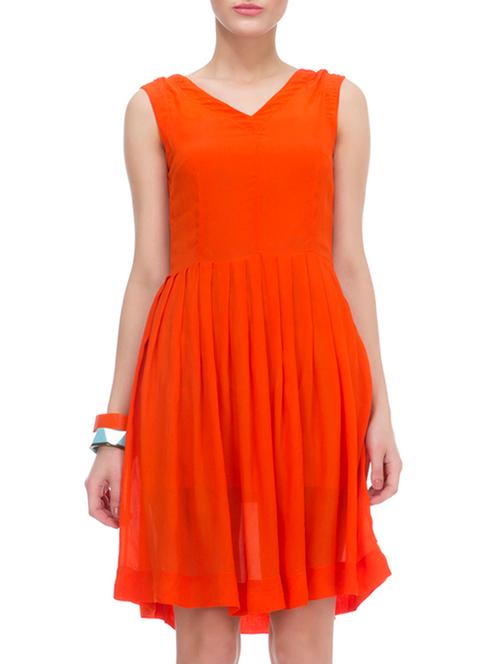 orange viscose dress - 10249870 - Very Small Image - 1