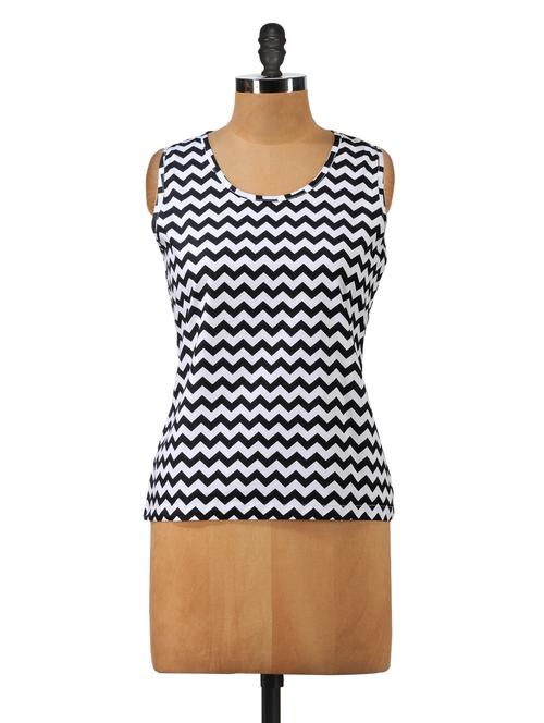 monochrome chevron print sleeveless top - 1025006 - Very Small Image - 1