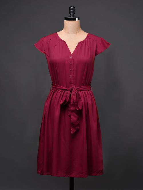 Short Sleeve A-Line Synthetic Dress - 1025145 - Very Small Image - 1