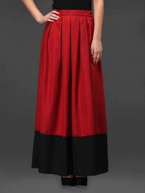 Red Poly Crepe Long Skirt - 1025162 - Very Small Image - 1