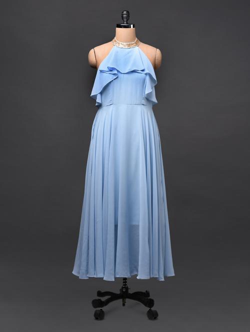ice blue halter-neck maxi dress - 1025205 - Very Small Image - 1