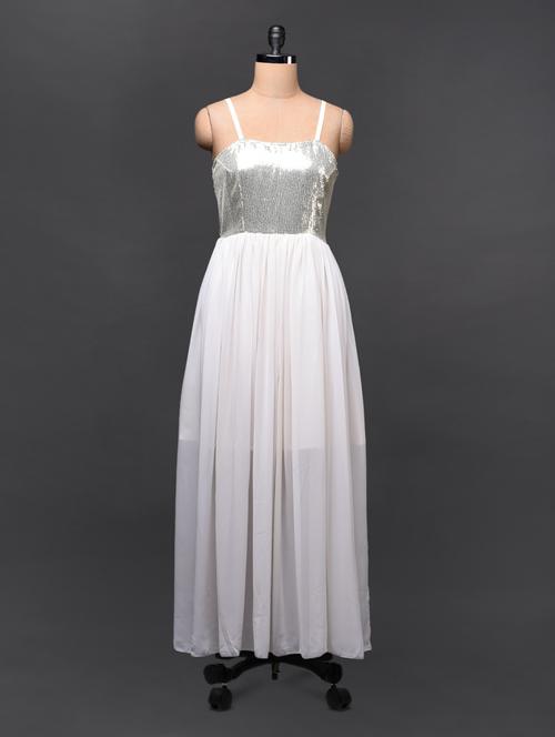 off white georgette maxi dress - 1025217 - Very Small Image - 1