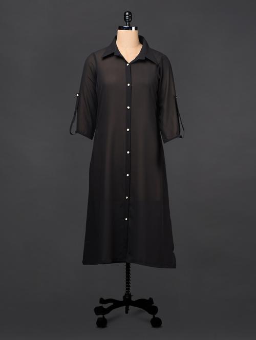 georgette cape kurti with white button - 1025254 - Very Small Image - 1