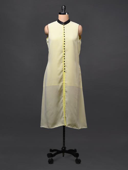 lemon yellow georgette kurti - 1025260 - Very Small Image - 1