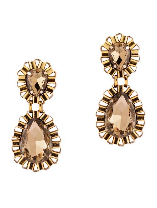gold swarovski crystal studded earrings - 1025733 - Very Small Image - 1