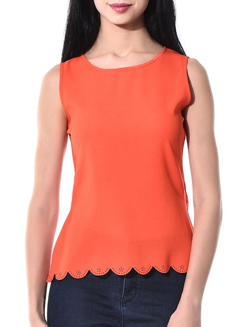 orange poly georgette top - 10257522 - Very Small Image - 1