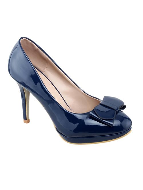 navy blue fabric slip on pumps - 10257652 - Very Small Image - 1