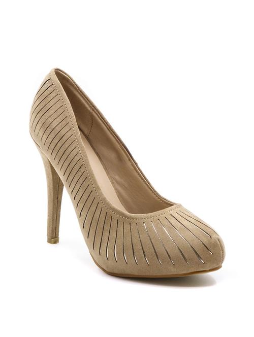 beige leatherette slip on pumps - 10260079 - Very Small Image - 1