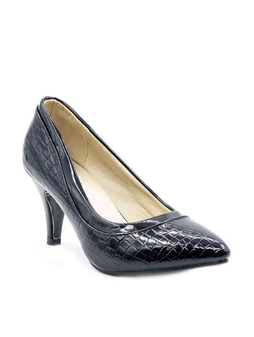 black leatherette slip on pump - 10260134 - Very Small Image - 1