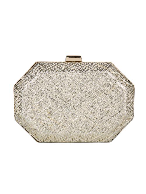 White and dusty gold octagonal box clutch - 10276929 - Very Small Image - 1