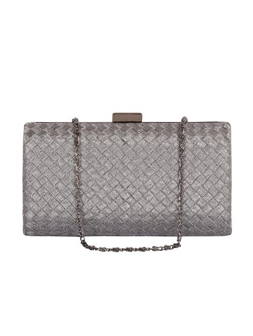 Silver satin silk box clutch - 10276942 - Very Small Image - 1