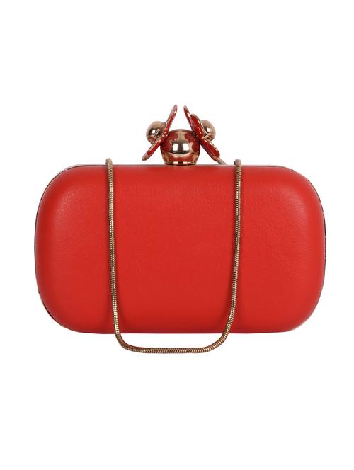 red faux leather box clutch - 10276946 - Very Small Image - 1