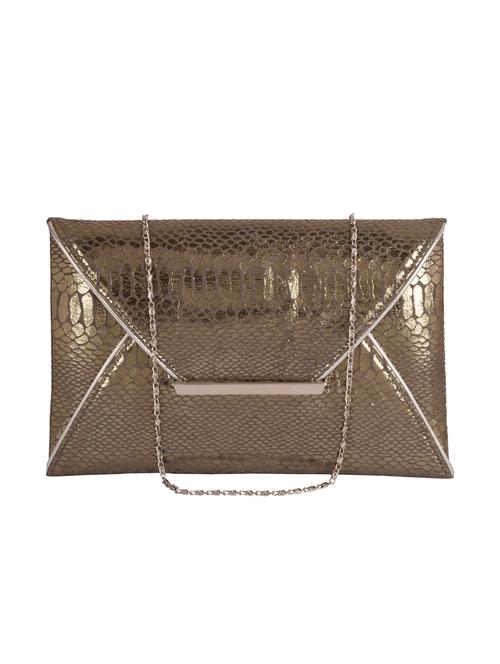 silver faux leather snakeskin embossed clutch - 10276949 - Very Small Image - 1