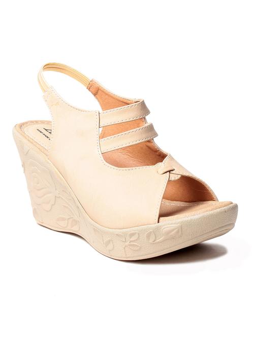 cream leatherette wedge - 10277311 - Very Small Image - 1