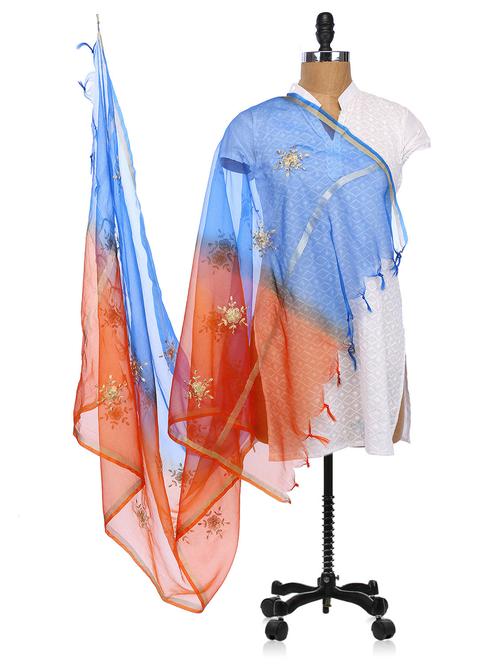 zari embroidered shaded tissue dupatta - 1027818 - Very Small Image - 1