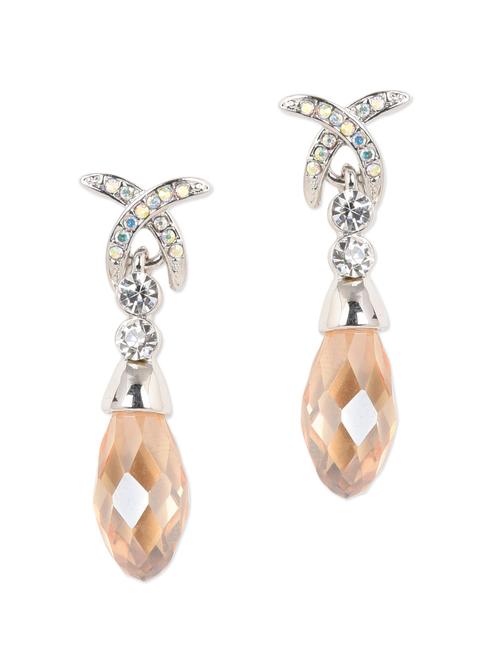 crystal studded & stone drop earrings - 1028066 - Very Small Image - 1