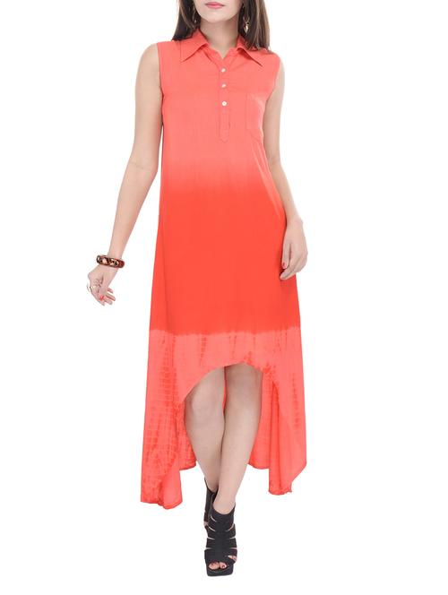 button detail ombre high low dress - 10288389 - Very Small Image - 1