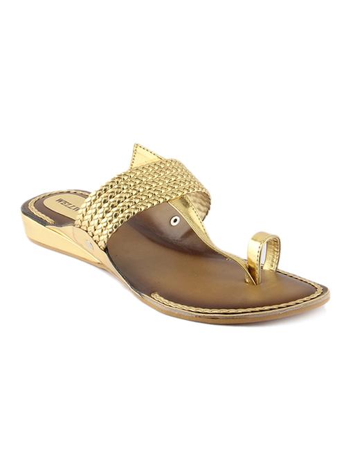 gold leatherette kolhapuris - 10293854 - Very Small Image - 1