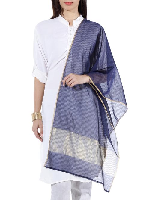 navy blue silk dupatta - 10297839 - Very Small Image - 1