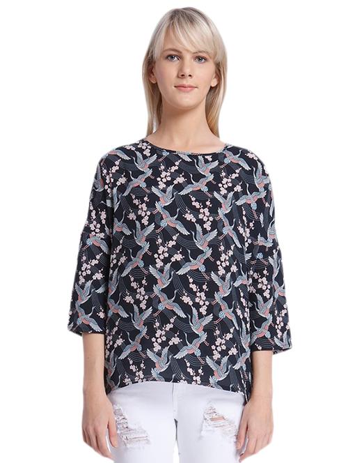 vero moda indigo printed top - 10300053 - Very Small Image - 1