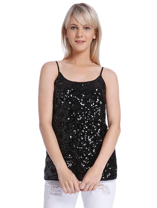 vero moda black sequined strappy top - 10300059 - Very Small Image - 1