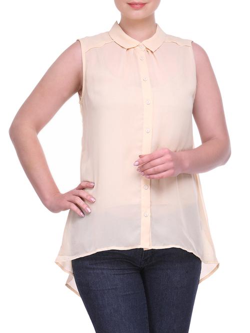 beige sleeveless chiffon shirt - 1030106 - Very Small Image - 1