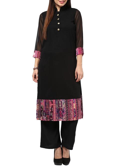 black georgette kurta - 10301548 - Very Small Image - 1