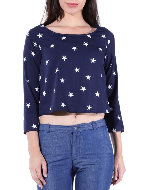 blue poly crepe top - 10303280 - Very Small Image - 1