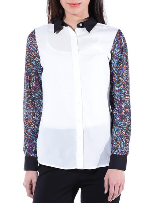 white poly georgette shirt - 10303282 - Very Small Image - 1