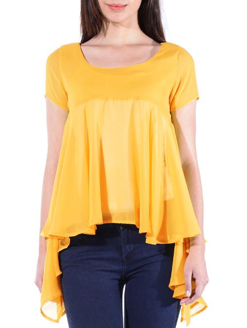 yellow poly georgette top - 10303299 - Very Small Image - 1