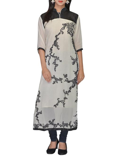 white georgette kurta - 10303338 - Very Small Image - 1