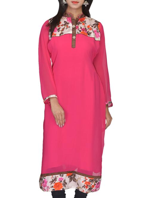 pink georgette kurta - 10303355 - Very Small Image - 1