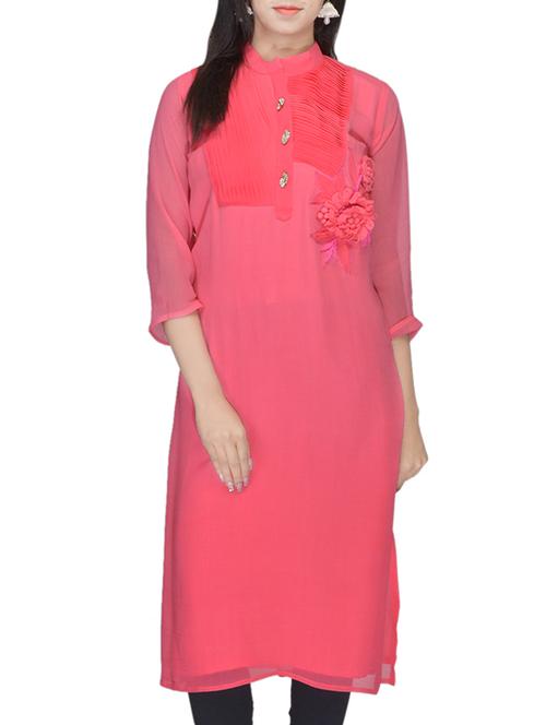 pink georgette kurta - 10303360 - Very Small Image - 1