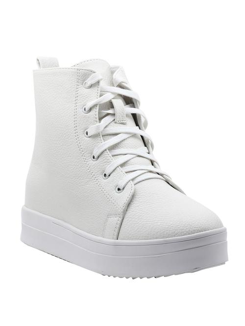solid white leatherette ankle length shoes - 10313360 - Very Small Image - 1