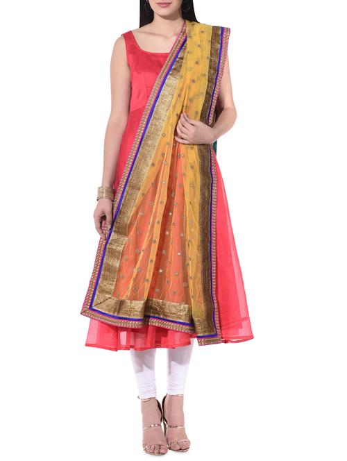 blushing couture yellow sequined net dupatta - 10314788 - Very Small Image - 1
