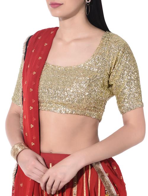 Blushing Couture Gold sequined short sleeved blouse - 10314792 - Very Small Image - 1