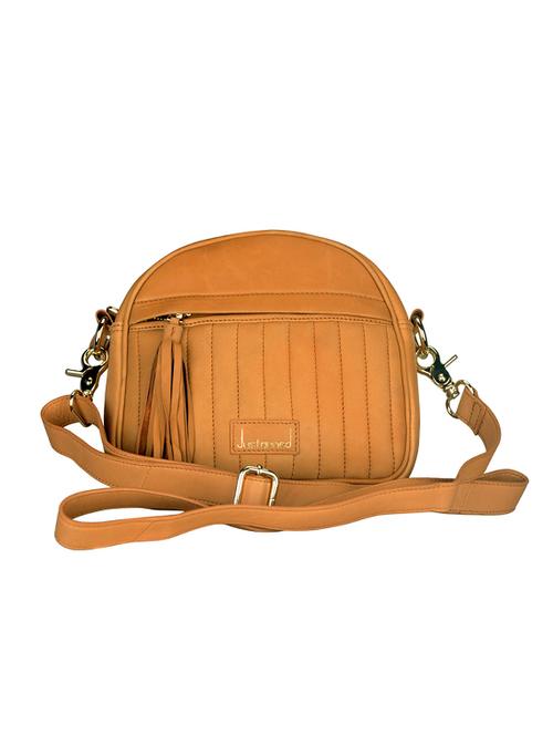 justanned tan brown leatherette sling bag - 10315079 - Very Small Image - 1