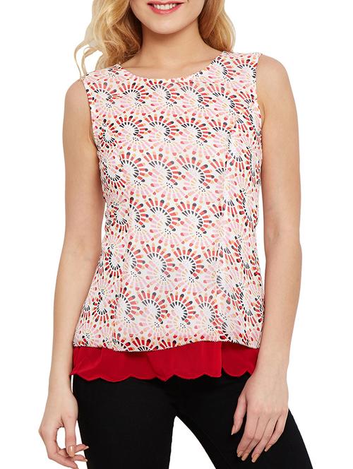 the vanca red printed and layered georgette top - 10315151 - Very Small Image - 1