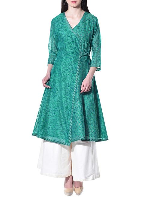 KAANCHIE NANGGIA green chanderi a-line kurta - 10315445 - Very Small Image - 1