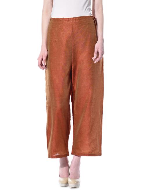 Kaanchie Nanggia Solid rust chanderi palazzos - 10315474 - Very Small Image - 1