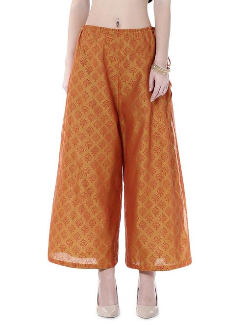 Kaanchie Nanggia Gold printed chanderi palazzos - 10315478 - Very Small Image - 1