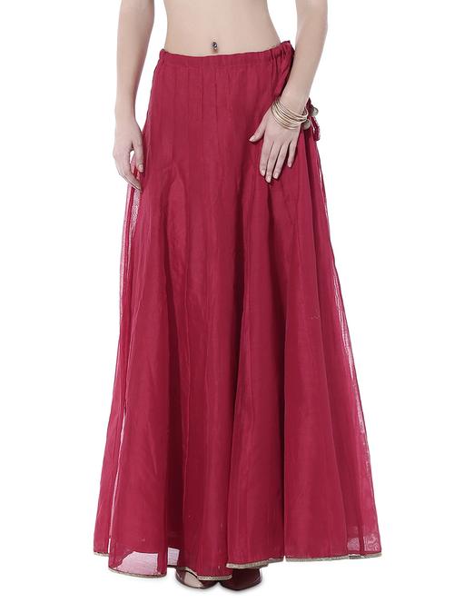 Maroon chanderi maxi skirt - 10315479 - Very Small Image - 1