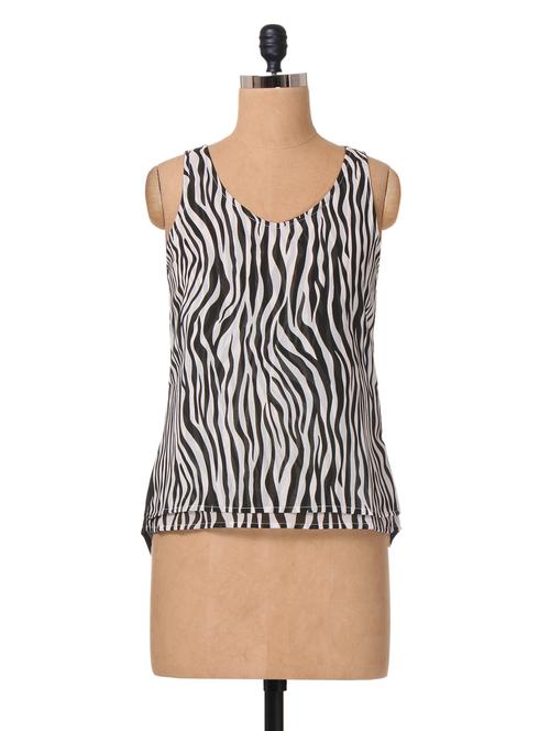 black color animal printed color georgette top - 1031593 - Very Small Image - 1